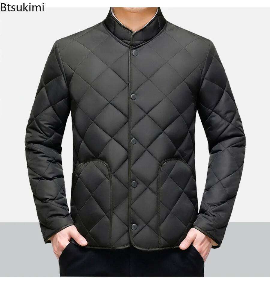 Men's Winter New Thickened Down Cotton Clothes, Solid Color Casual Stand Collar Single Breasted Fleecing Cotton-padded Clothes J260626 - view 7