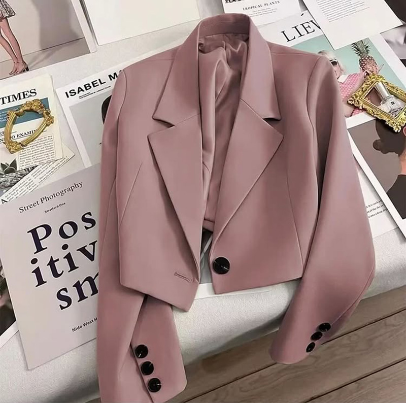 Women's Business Casual Blazer Long Sleeve Lapel Collar Cropped Blazer Jacket for Work Office SF063