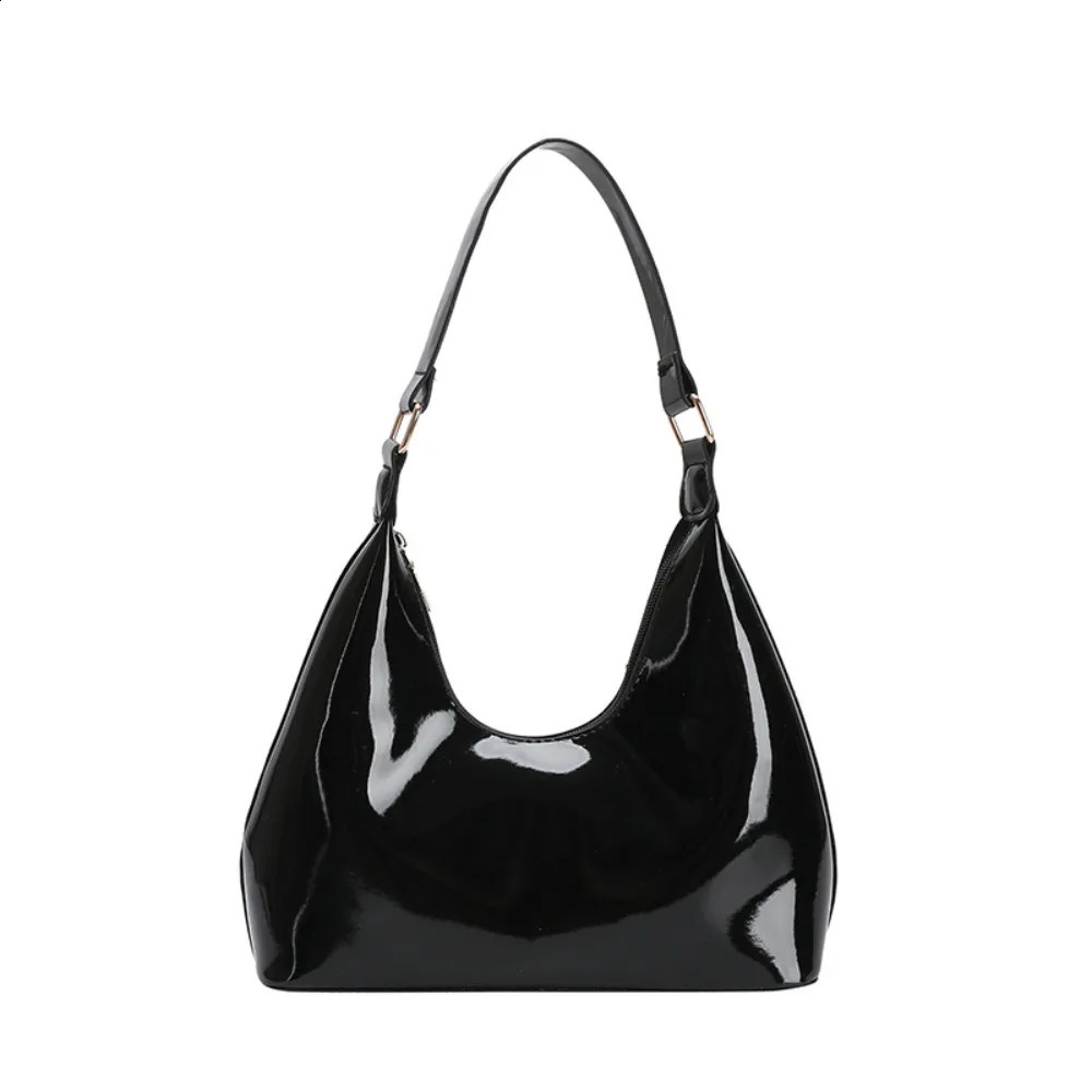 Fashion Glossy Retro Shoulder Bags PU Leather Armpit Bag Temperament French Style Womens Handbag Lady 260626
