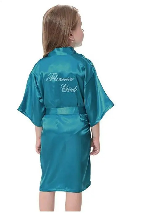 Fashion Flower Girl Wedding Party Mini Bride Bridal Satin Solid Bath Robe Yukata Rayon Silk Sexy Sleepwear ren Dressi260622 - view 6