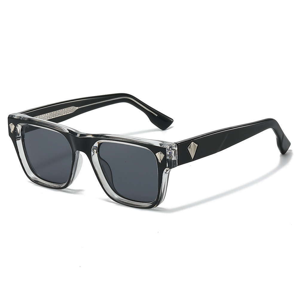2026 New Vintage Square Frame Sunglasses, Style, Versatile And Simple, Acetate Clip-On Unisex Sunglasses - view 1