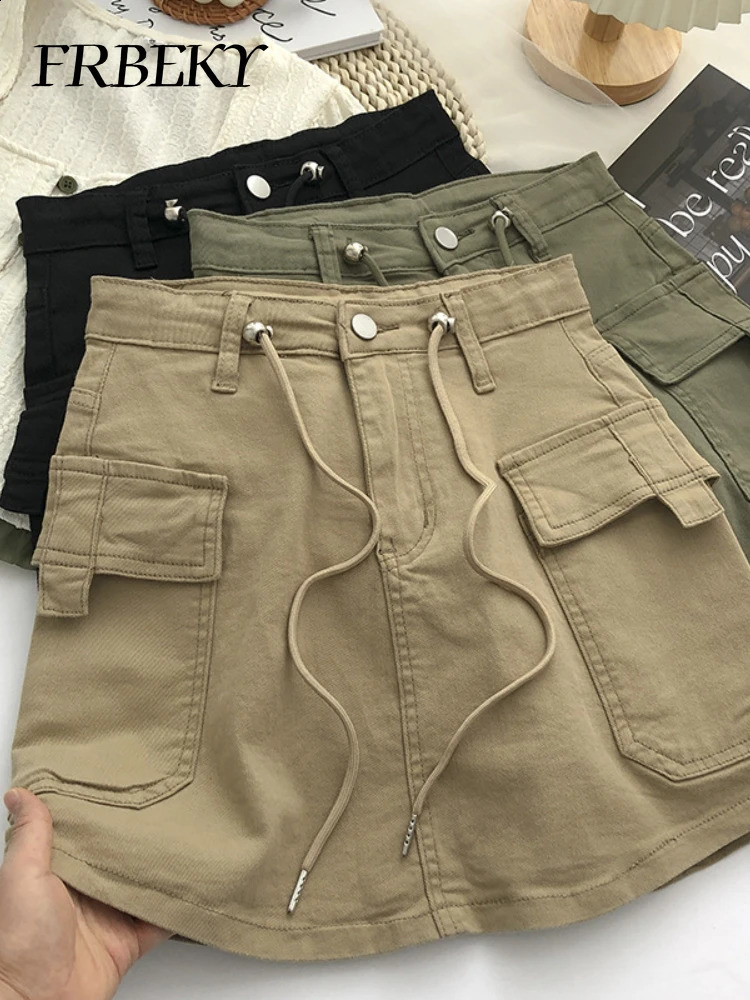 Summer Drawstring High Waist Denim Package Hip Halfbody Skirt Korean FashionVintage Versatile Solid Color Women Clothes 260626 - view 6