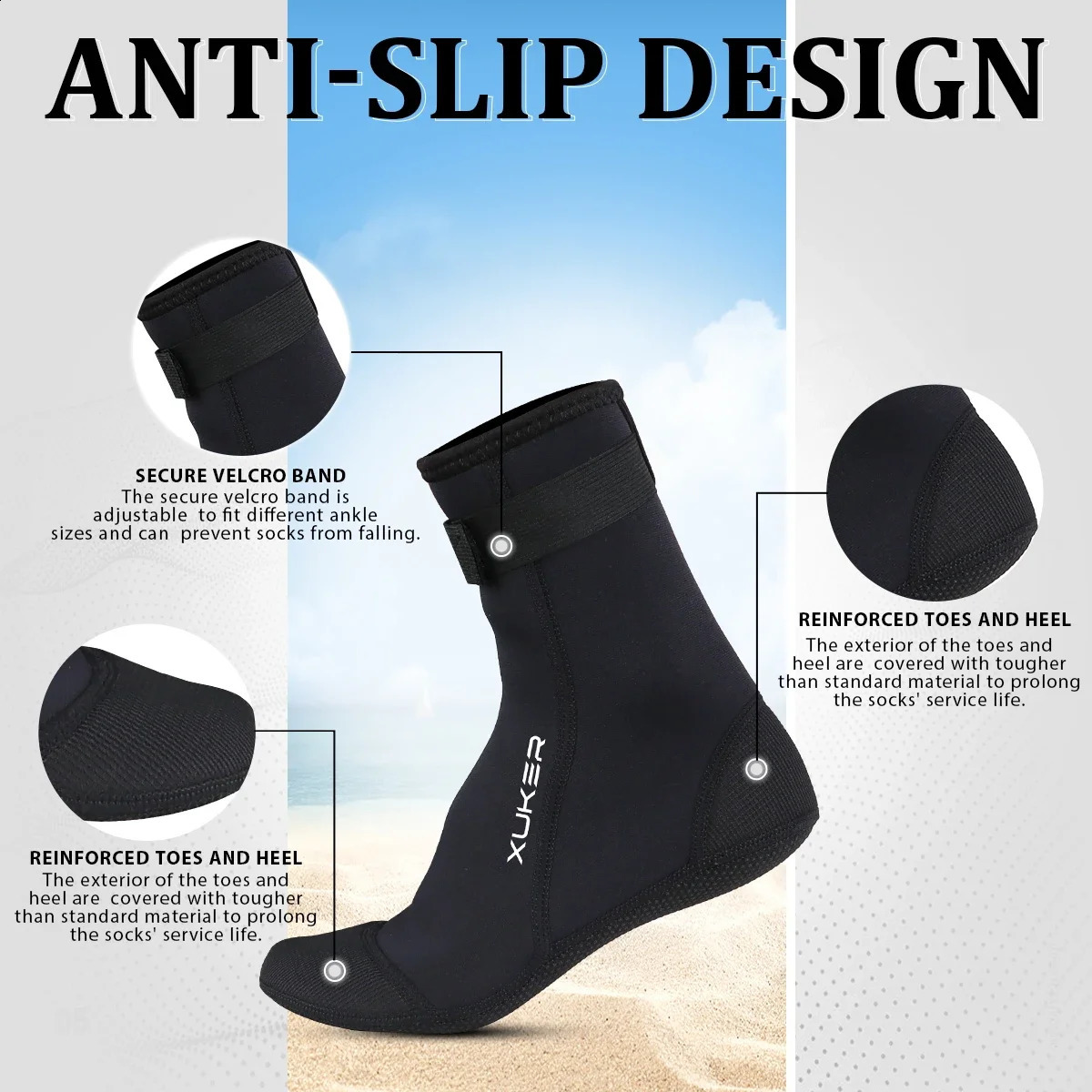 Mens Womens 3mm Neoprene Socks Beach Volleyball Sand Soccer Diving Swimming Surfing Snorkeling Fishing Kayaking Water Booties 260626 - view 4