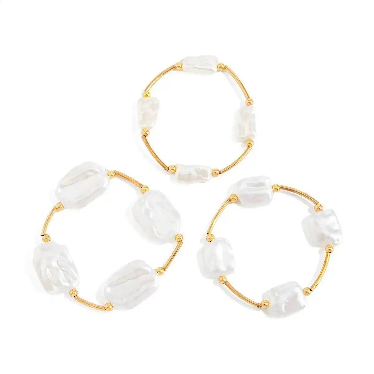 3Pcs/Set Creative Irregular Pearl Chain Bracelet for Women Trend Elegant Stackable Bangle Wedding Jewelry 260625 - view 6
