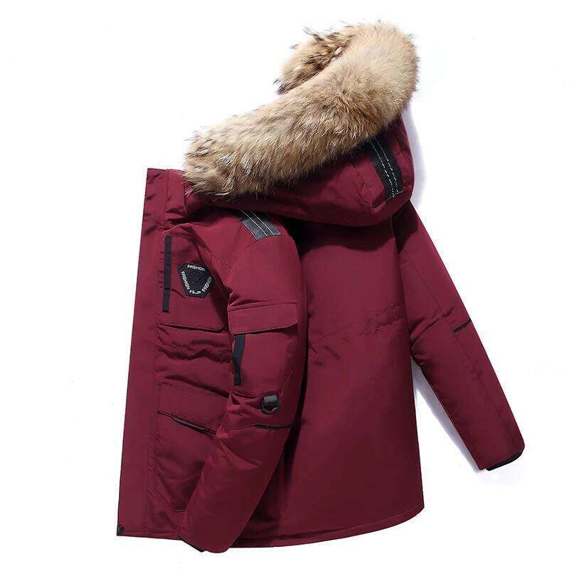 Winter Jacket Men Down Cotton Mid-length Large Fur Collar Male Thicken Coat Snow Overcoat -30 Degree Parkas W260626 - view 4