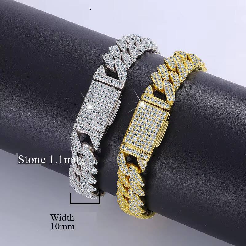 Hot Sale Moissanite Cuban Bracelet Iced Out 925 Sterling Silver Miami Cuban Link Bracelet for Women Cuban Chain Bracelet for Men - view 4