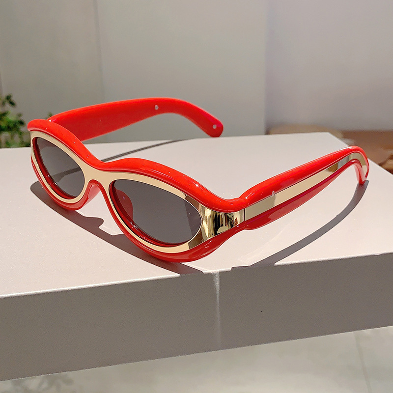 Designer European American Vintage Cat Eye Sunglasses Y2K New Luxury Outdoor Sport Street Style Slim Face Anti Glare Brand Fashion Premium Wholesale E - view 3