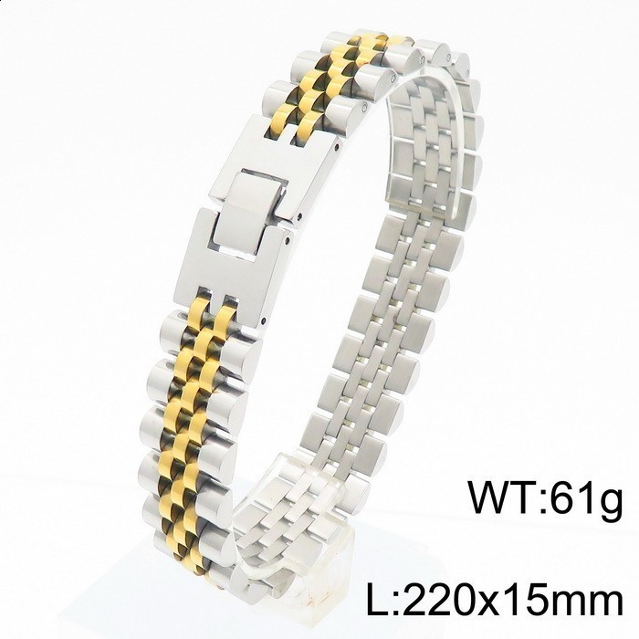 Korean and Japanese trendy fashion mens steel jewelry 15mm wide adjustable strap chain stainless bracelet 241223
