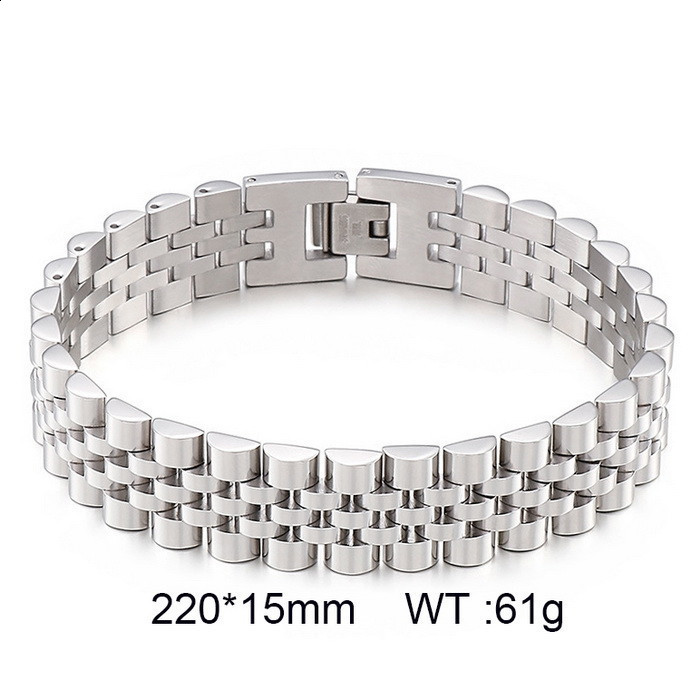 Korean and Japanese trendy fashion mens steel jewelry 15mm wide adjustable strap chain stainless bracelet 241223