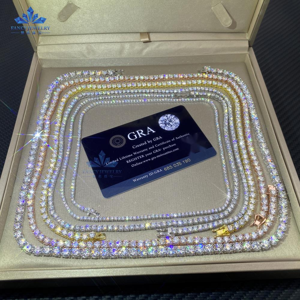 2MM 3MM 4MM 5MM 65MM 10MM Moissanite Tennis Chain Hip Hop Iced Out D Color VVS 925 Sterling Silver Mossanite Tennis Necklace - view 4
