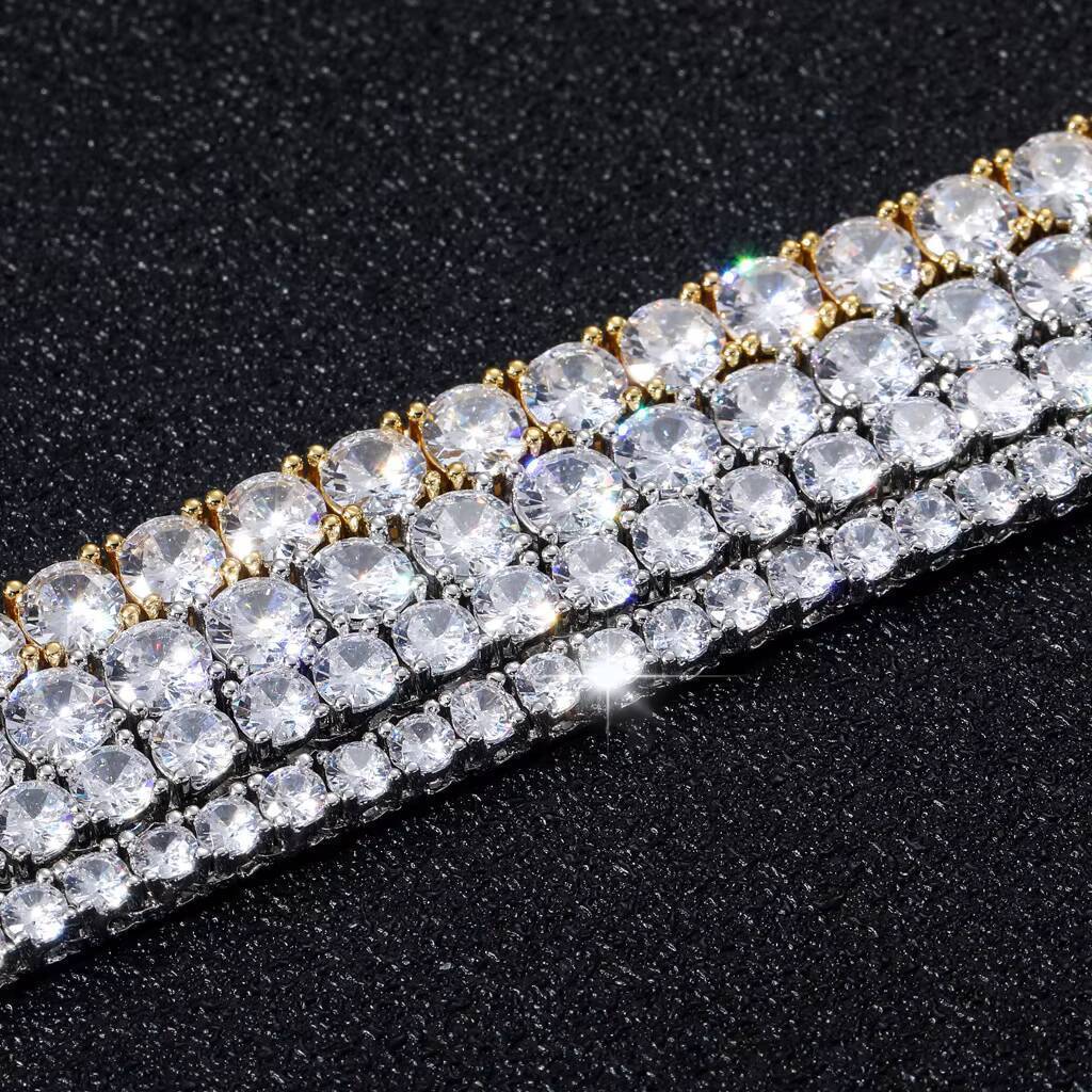 BES 3mm 4mm 5mm 6mm Jewelry Diamond Choker Necklace 18k Gold Plated Iced Out Moissanite Hiphop Spring Clasp Moissanite Tennis Chain Men - view 7