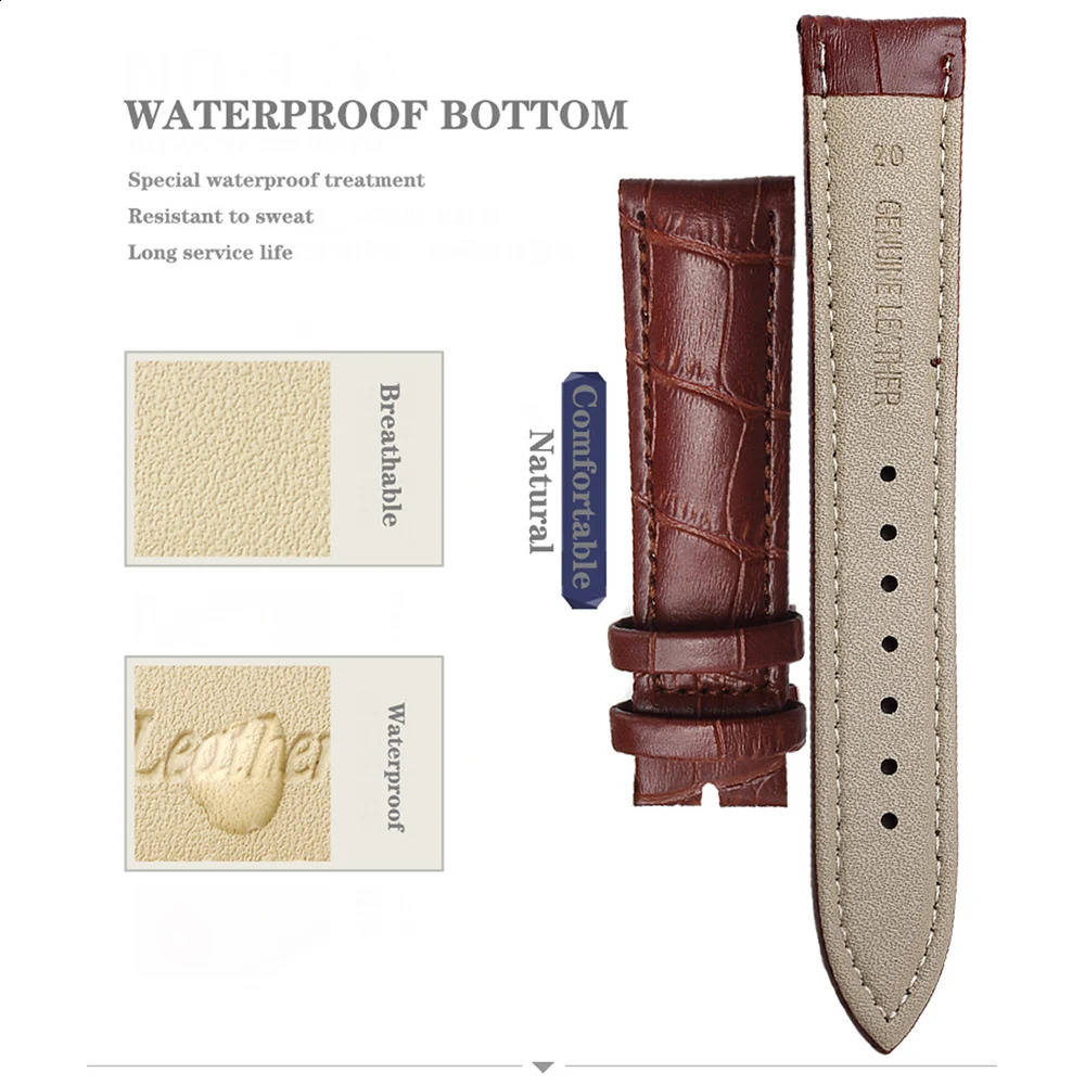 Premium Genuine Leather Watchbands 121416181920212224 mm Watch Band Strap High Quality Wrist Belt Bracelet Tool 260724 - view 3