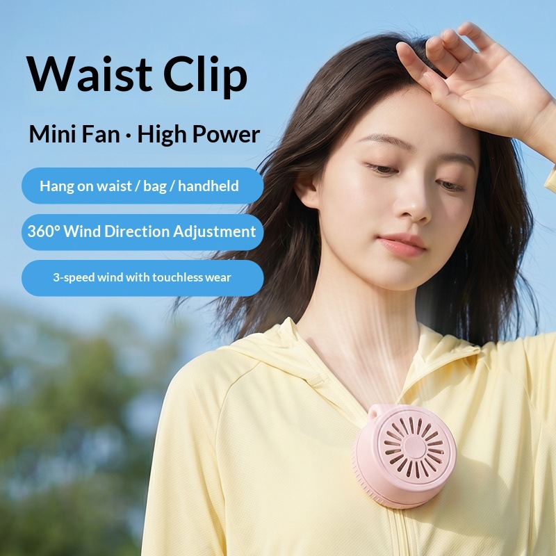 Waist Clip Fan 360 Adjustable 3 Speed USB Outdoor Portable Mini Fan