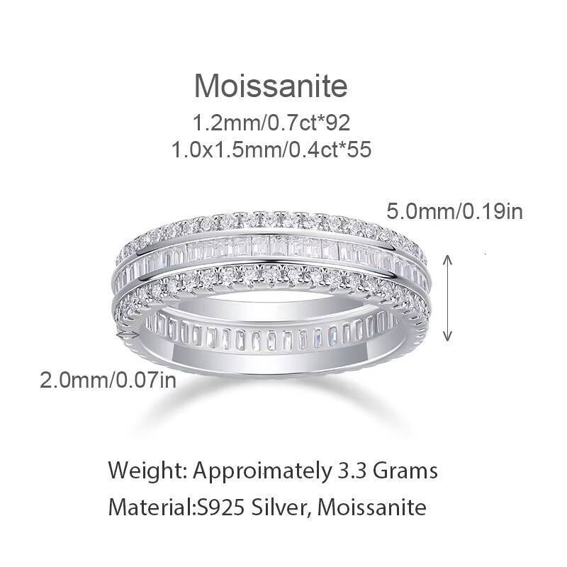 Exquisite Three Layers Moissanite Ring Wedding Engagement Promise Ring for Women Everyday Wear S925 Silver White D Color Ring - view 6