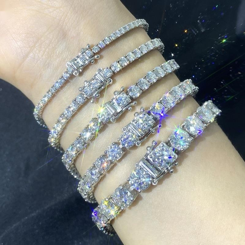 Factory Wholesale 2mm 3mm 4mm 5mm 65mm VVS Moissanite Diamond Iced Out 925 Silver Gold Plated Men Women Tennis Bracelet - view 4