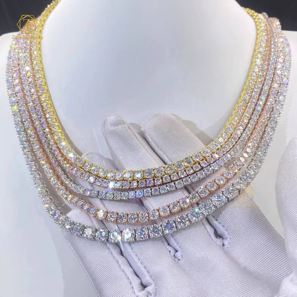 925 Sterling Silver Hip Hop Men Bracelet Jewelry 2mm 3mm 4mm 5mm 65mm White Yellow Pink Red Moissanite Tennis Necklace Chain - view 6