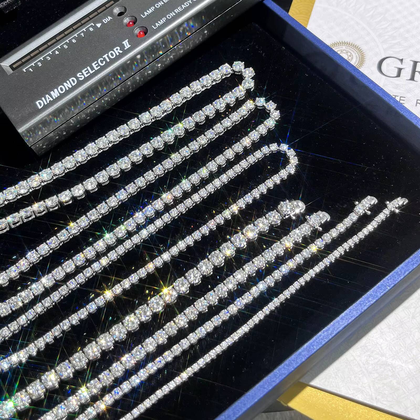 Lowest 99 VVS Moissanite Tennis Chain with 18K White Gold Plated 4-prong Setting Round Moissanite Necklace Chain 925 Silver - view 4