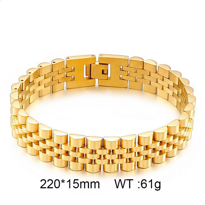 Korean and Japanese trendy fashion mens steel jewelry 15mm wide adjustable strap chain stainless bracelet 241223