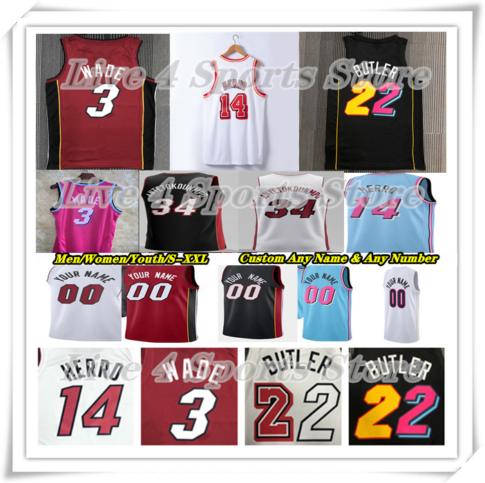 Printed HeatS Basketball Jersey MiamiS Giannis 34 Antetokounmpo Bam Adebayo Tyler Herro Dwyane Wade Norman Powell Andrew Wiggins Pelle Larsson Youth