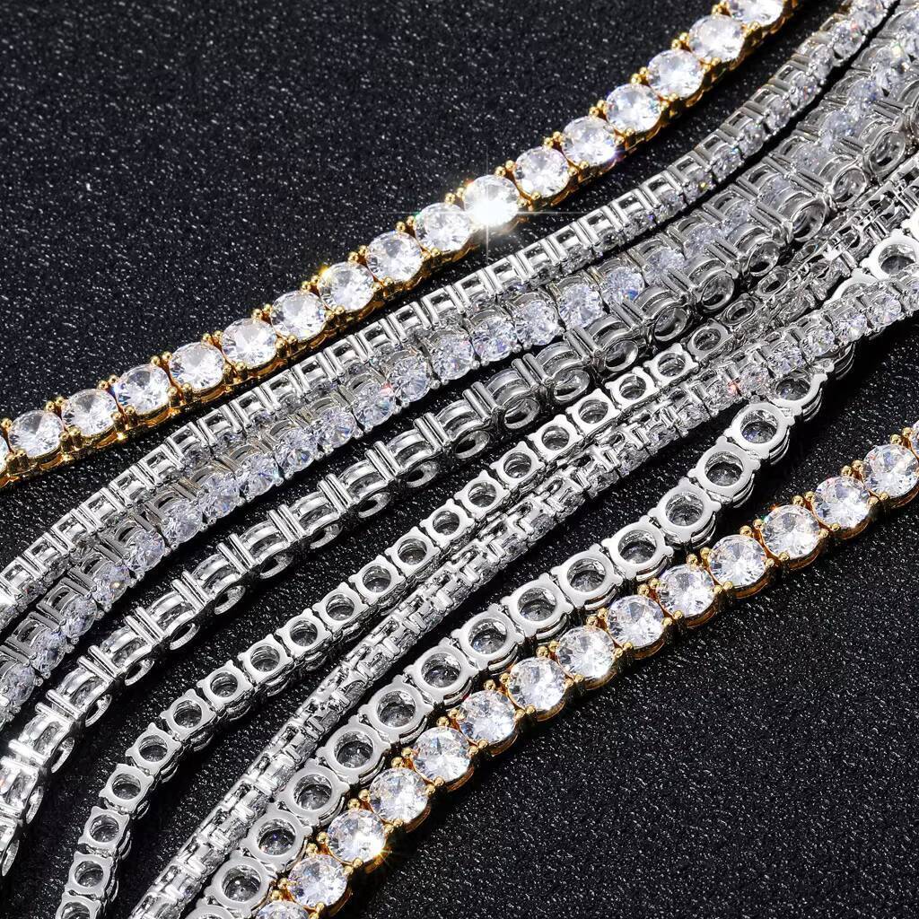 BES 3mm 4mm 5mm 6mm Jewelry Diamond Choker Necklace 18k Gold Plated Iced Out Moissanite Hiphop Spring Clasp Moissanite Tennis Chain Men - view 6