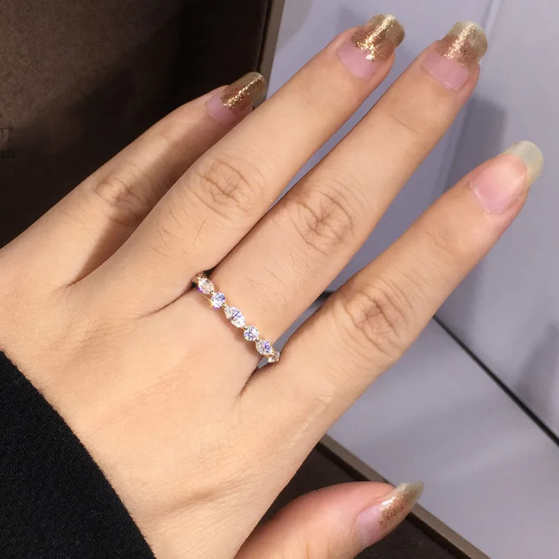 925 Sterling Silver Cubic Zirconia Rings for Women Gold Color Simple Stylish ly ned Rings Elegant Temperament Jewelry 260625 - view 6