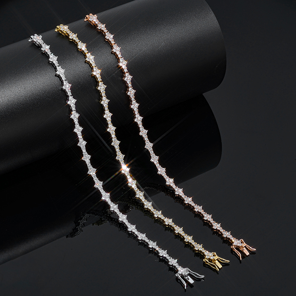 charm bracelets designer bangle bijoux de luxe New Arrival Colored Diamond Multi Cut Hip Hop Jewlery Clover Bracelet 925 Silver Iced Out VVS Moissanit