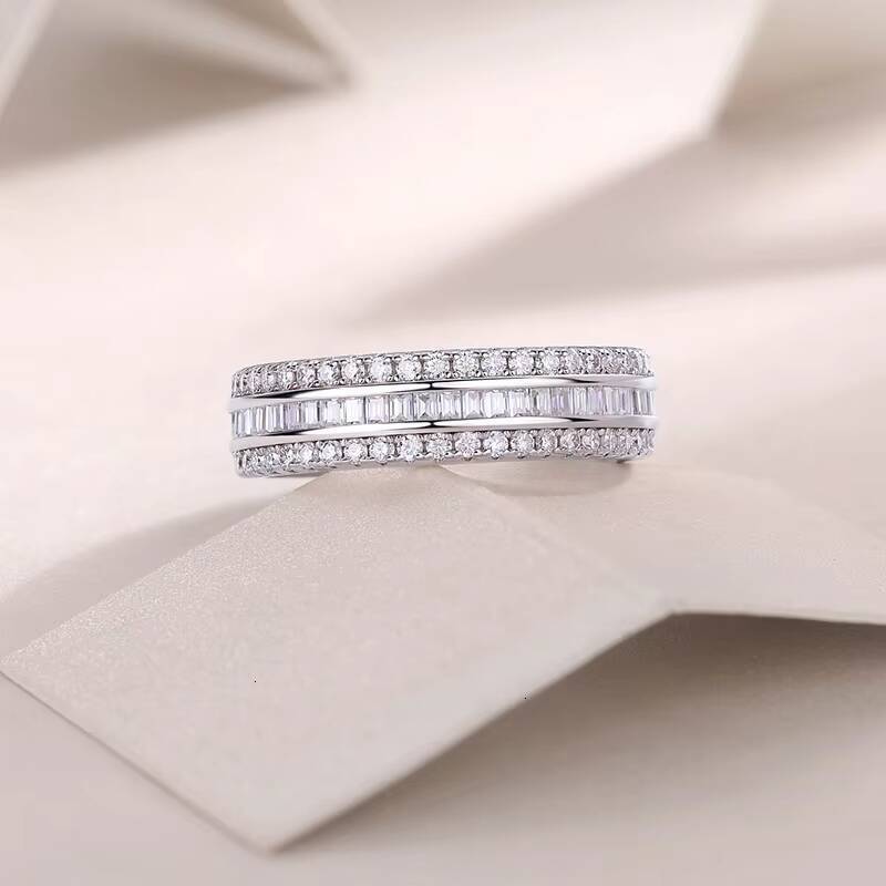 Exquisite Three Layers Moissanite Ring Wedding Engagement Promise Ring for Women Everyday Wear S925 Silver White D Color Ring - view 3
