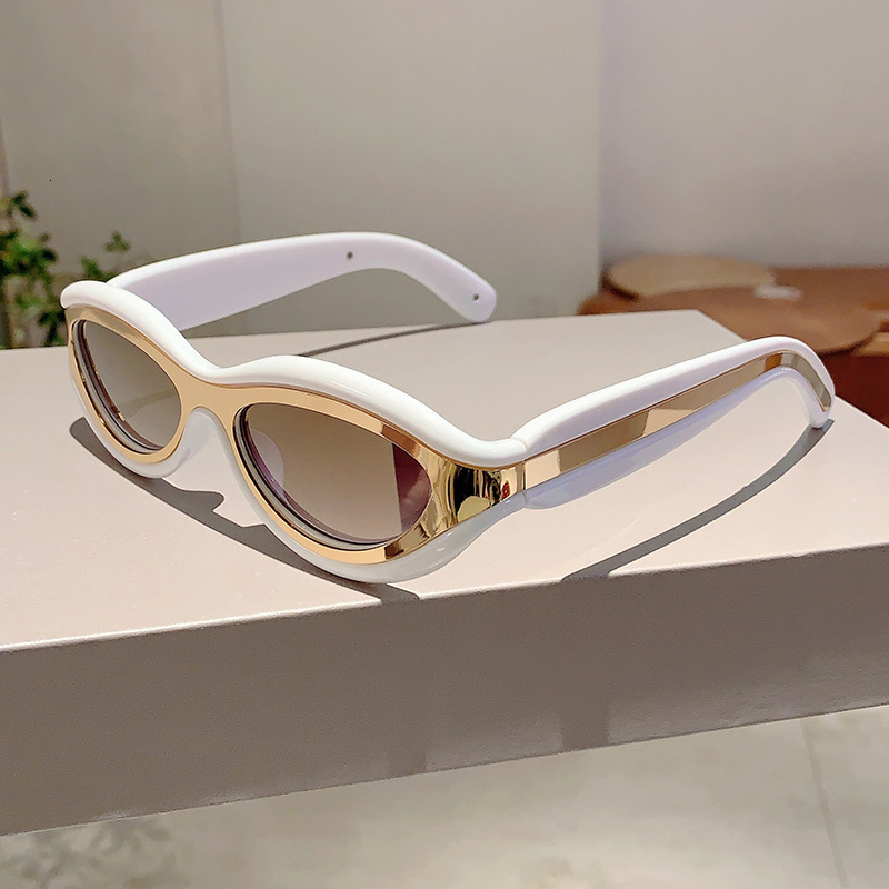 Designer European American Vintage Cat Eye Sunglasses Y2K New Luxury Outdoor Sport Street Style Slim Face Anti Glare Brand Fashion Premium Wholesale E - view 6