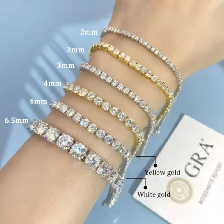 Best Selling Hip Hop 925 Sterling Silver 2mm 3mm 4mm 5mm 65mm VVS Moissanite Diamond Necklace Moissanite Tennis Chain stainless steel jewelry - view 3