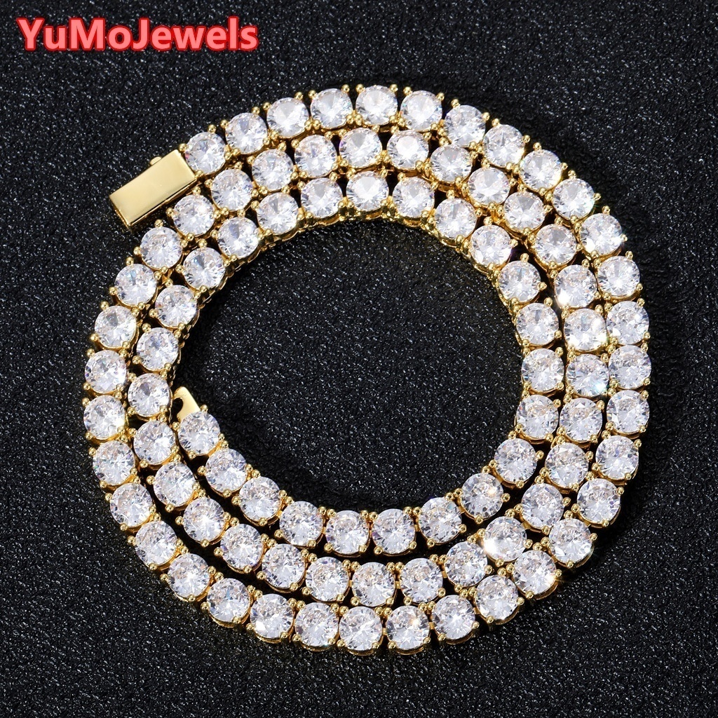 BES 3mm 4mm 5mm 6mm Jewelry Diamond Choker Necklace 18k Gold Plated Iced Out Moissanite Hiphop Spring Clasp Moissanite Tennis Chain Men