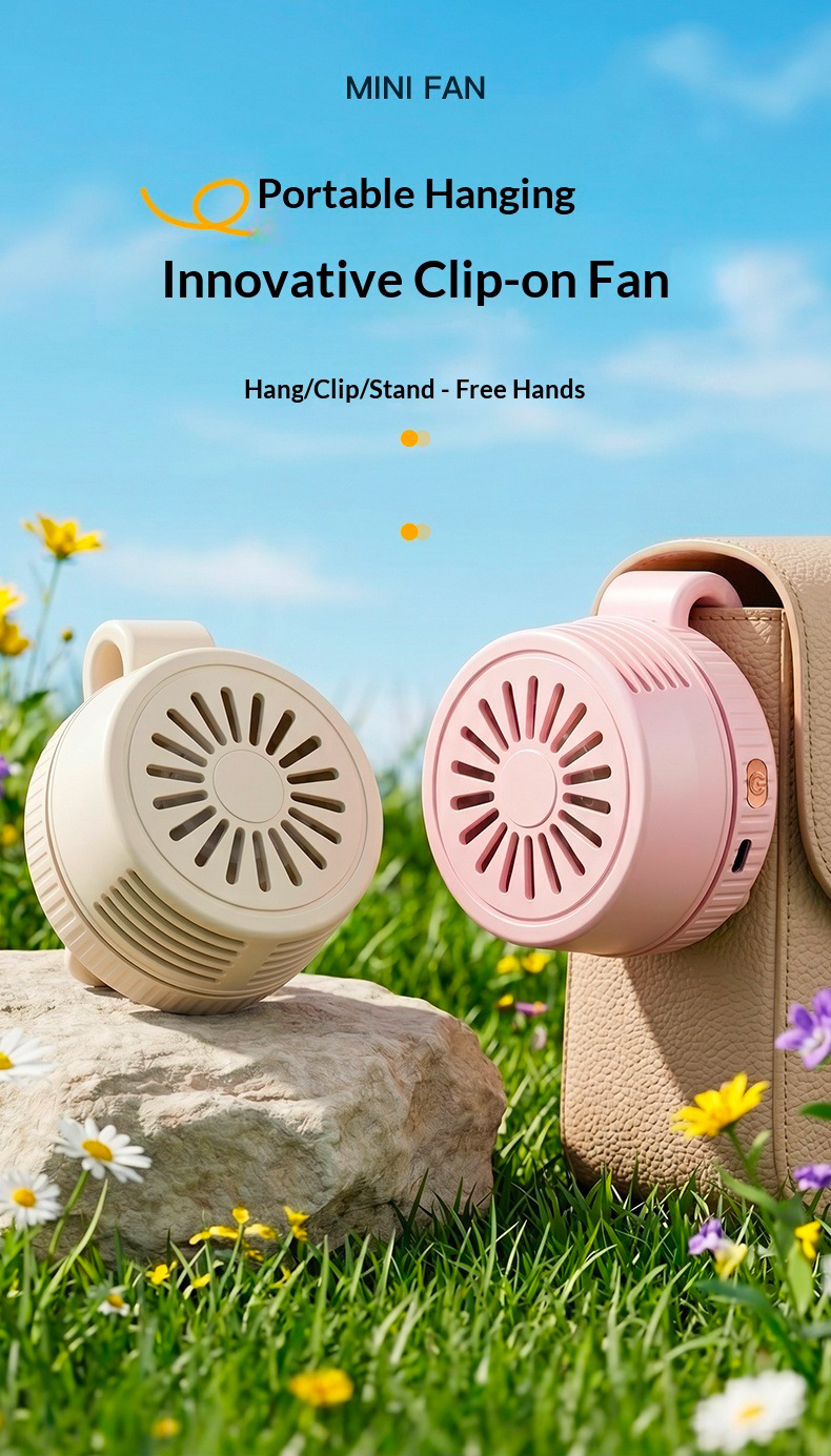 Waist Clip Fan 360 Adjustable 3 Speed USB Outdoor Portable Mini Fan