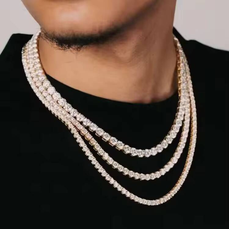 Best Selling Hip Hop 925 Sterling Silver 2mm 3mm 4mm 5mm 65mm VVS Moissanite Diamond Necklace Moissanite Tennis Chain stainless steel jewelry - view 6