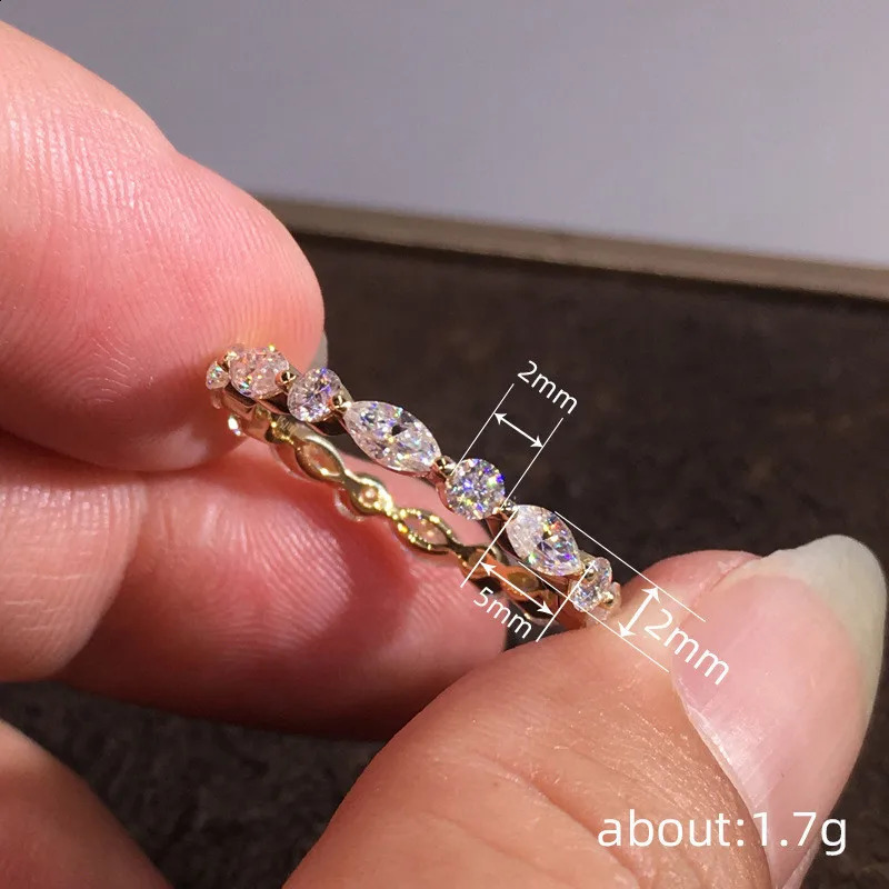 925 Sterling Silver Cubic Zirconia Rings for Women Gold Color Simple Stylish ly ned Rings Elegant Temperament Jewelry 260625 - view 5