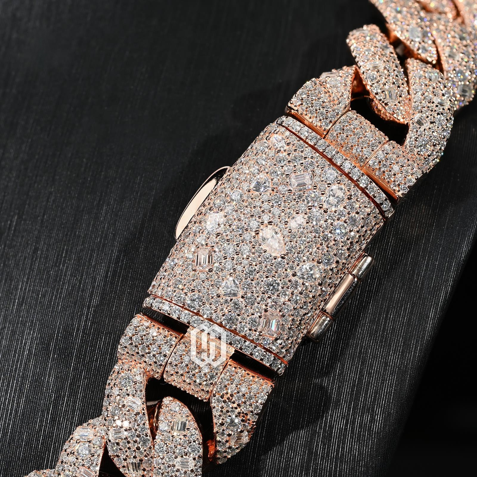 22mm Honeycomb Setting Miami Cuban Link Chain VVS Moissanite Various Cut Hip Hop Brass Luxury Jewelry - view 4