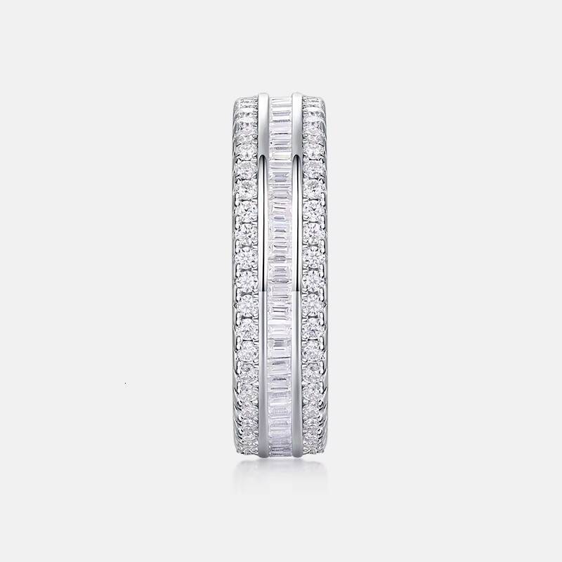 Exquisite Three Layers Moissanite Ring Wedding Engagement Promise Ring for Women Everyday Wear S925 Silver White D Color Ring - view 7