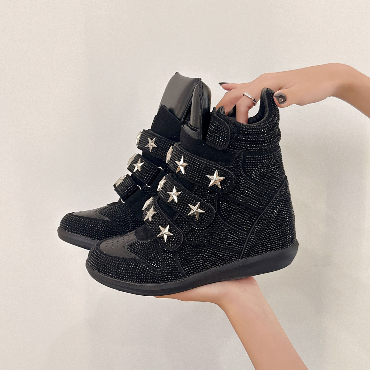 New Brand Women Flats Luxury Boots High Top Designer Casual Shoes Design Invisible Heightening Sneakers Flat Bottom Botas Mujer High top high quality  - view 3