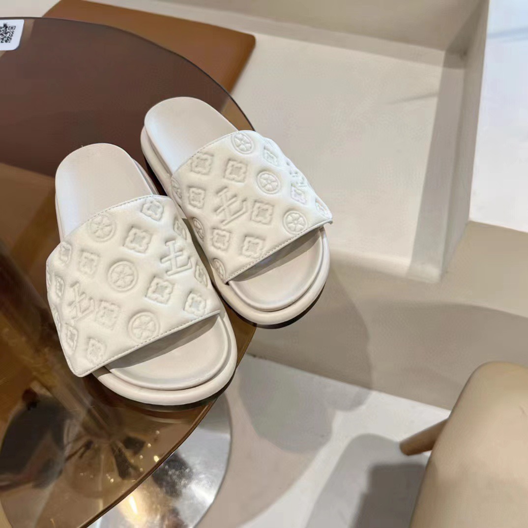 Designer Slippers 2026 Summer New Women's Platform Slide Sandals, Hook And Loop Strap Chunky Wedge Sole Embossed Pattern Versatile One-Strap Outd - view 6