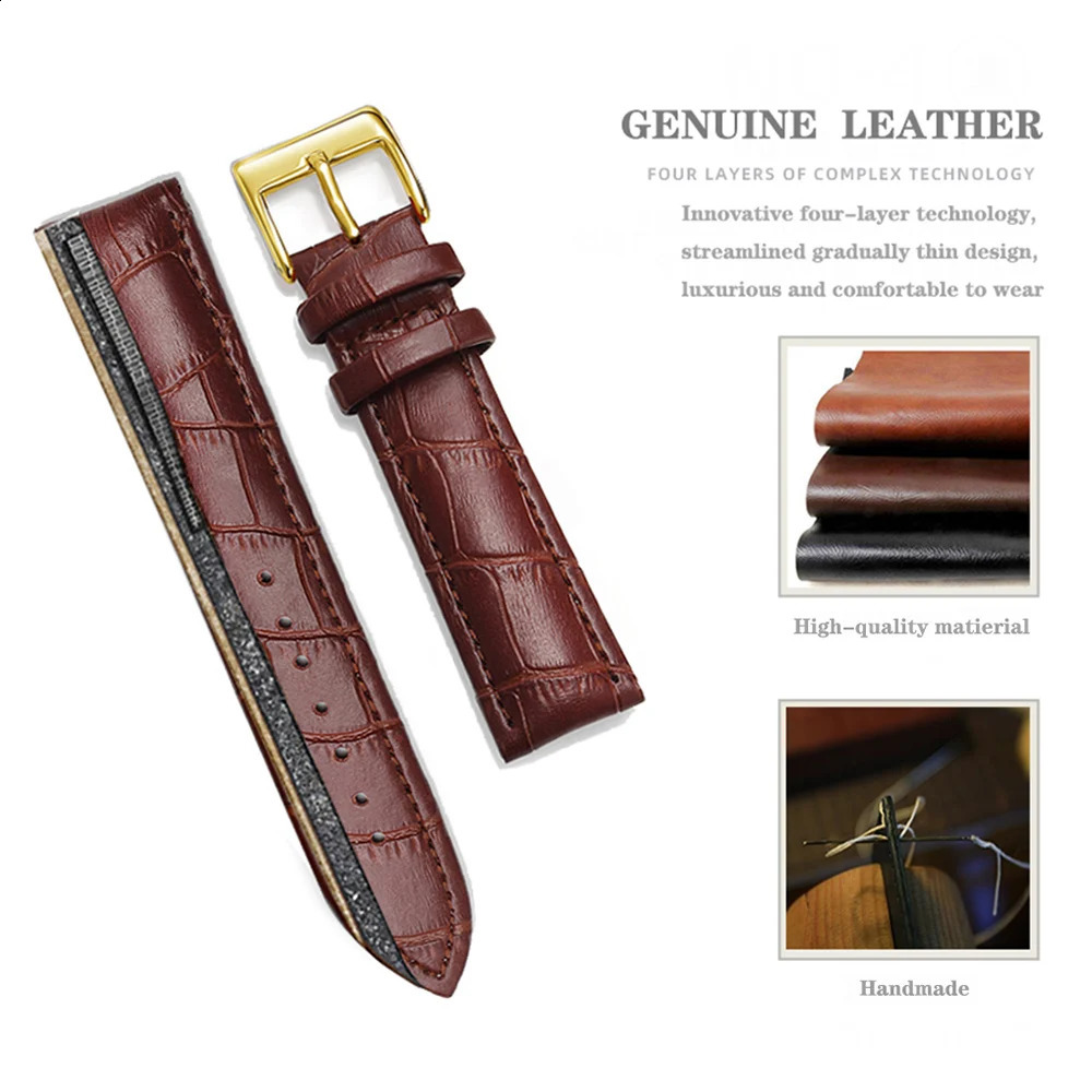 Premium Genuine Leather Watchbands 121416181920212224 mm Watch Band Strap High Quality Wrist Belt Bracelet Tool 260724 - view 5