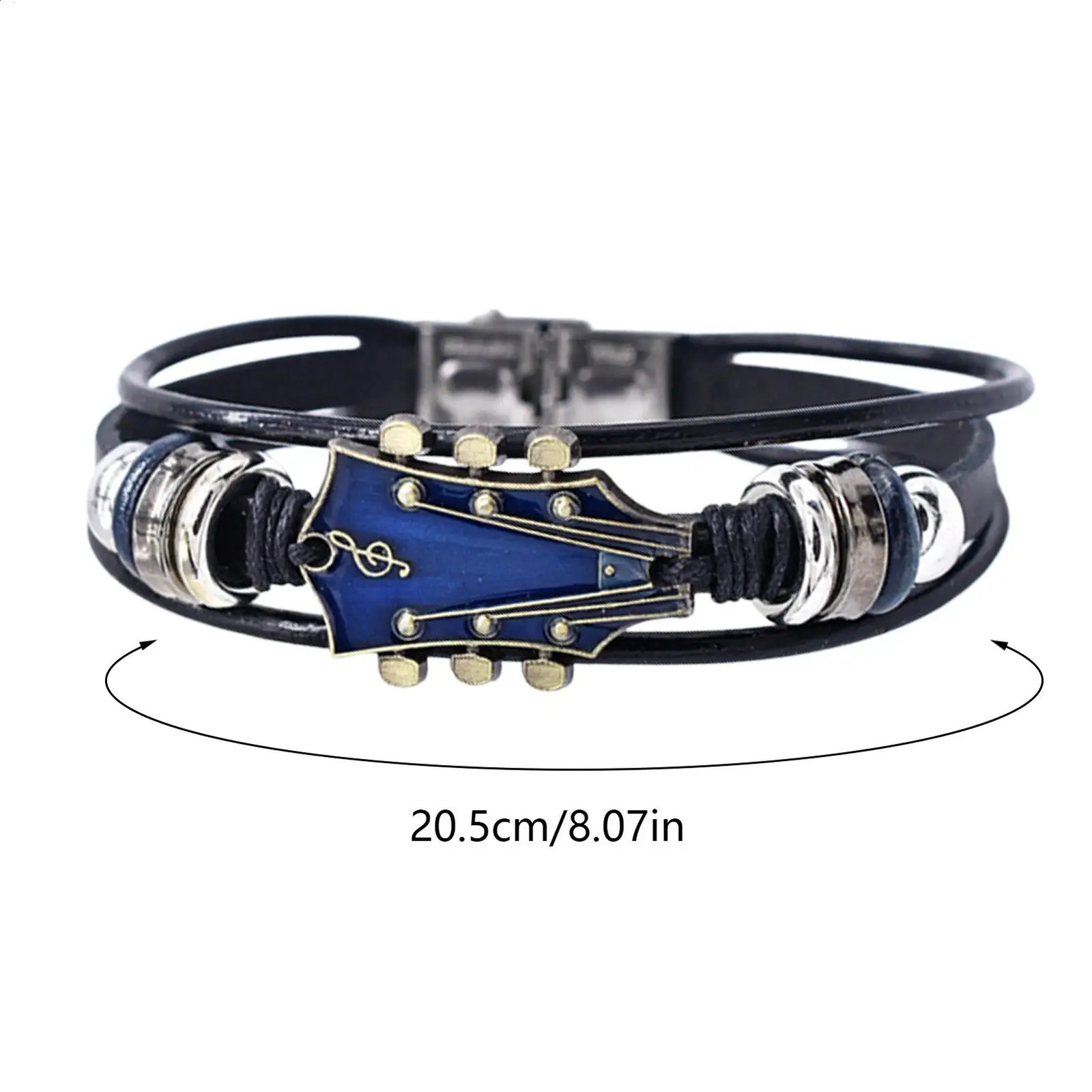 Retro Faux Leather Guitar Bracelet Punk Rock Music Guitar Genuine Leather Bracelet Handmade Braided Multi-Layer Wrap Bracelet 260623 - view 7