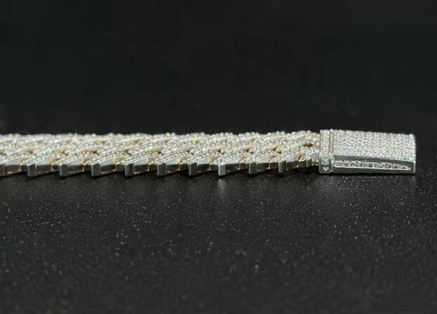 RTS Moissanite Cuban Chain Single Row S925 Silver Chain for Men VVS Moissanite Diamond Cuban Link Chain Hip Hop Necklace - view 5
