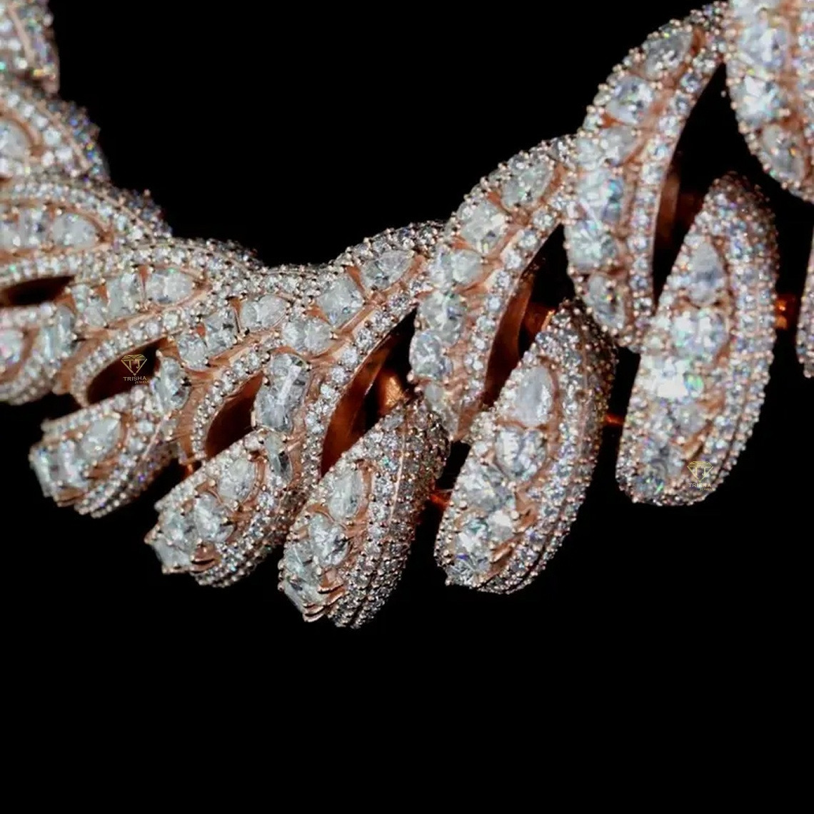 Fashion Iced Out Cuban Link Chain VVS1 Moissanite Mixed Cut Diamonds 925 Silver Heavy Necklace Hip Hop Rapper Bling - view 5