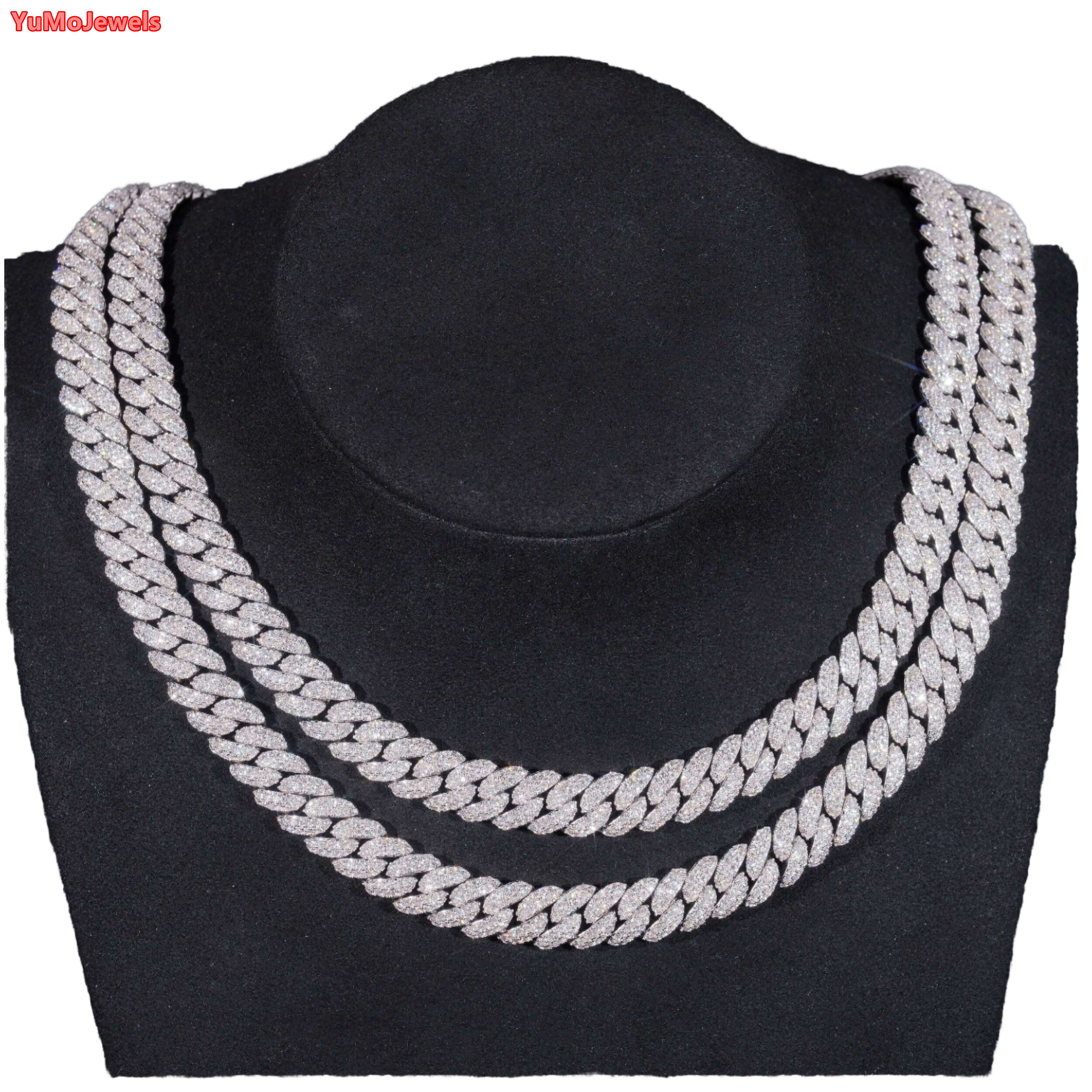 Hip Hop 925 Silver Gra VVS Moissanite Rhodium Plated Tennis Chain 3MM 4MM 5MM Necklace Bracelet for Unisex - view 1