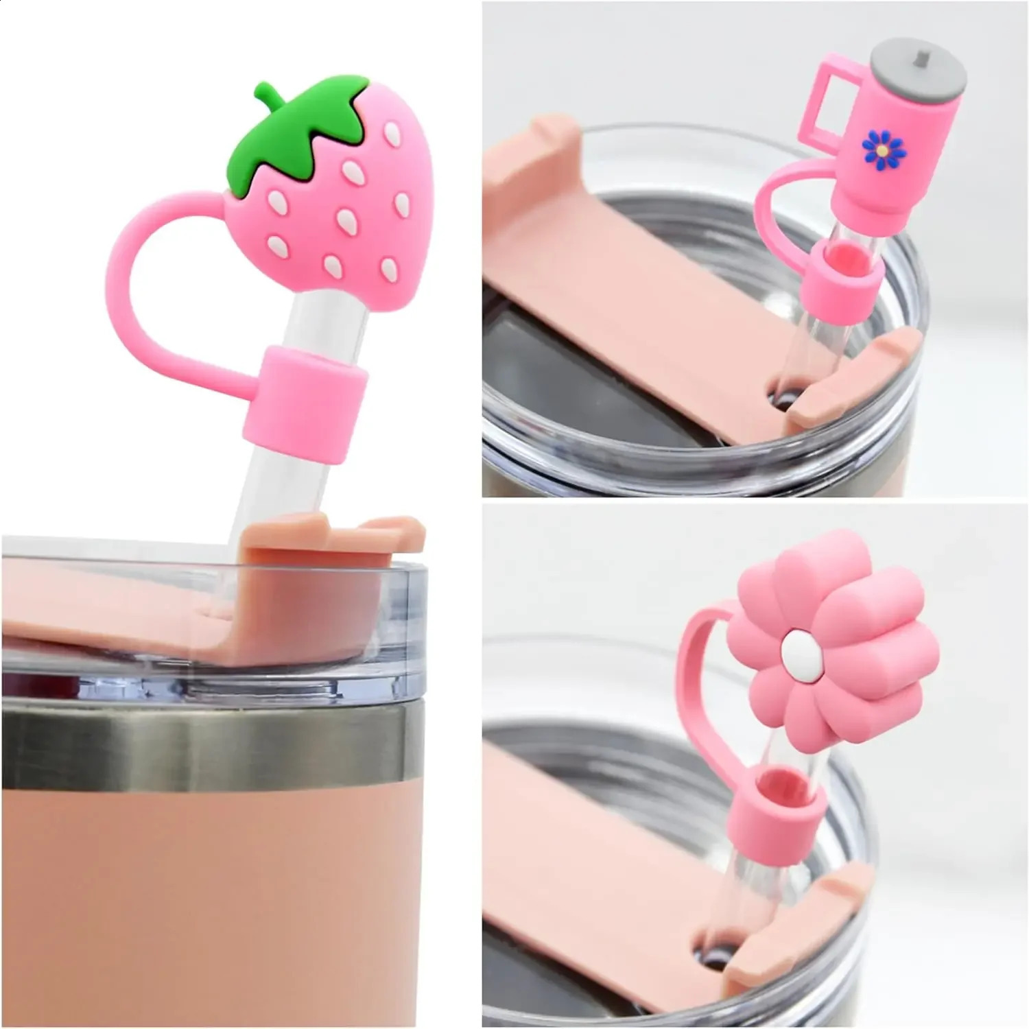 6Pcs Straw Cover Cap for Stanley Cup Straw Topper Compatible for 3040 Oz Tumbler 10mm Dust-Proof Reusable Cute Straw Tips Lids 260627 - view 3