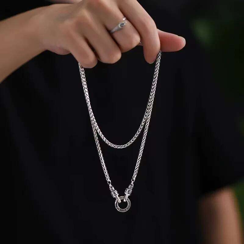 Hot 925 Sterling Silver Necklace Pendant Vintage Style for Women Man Wedding Engagement Jewelry Fashion Classics Gift Party - view 4