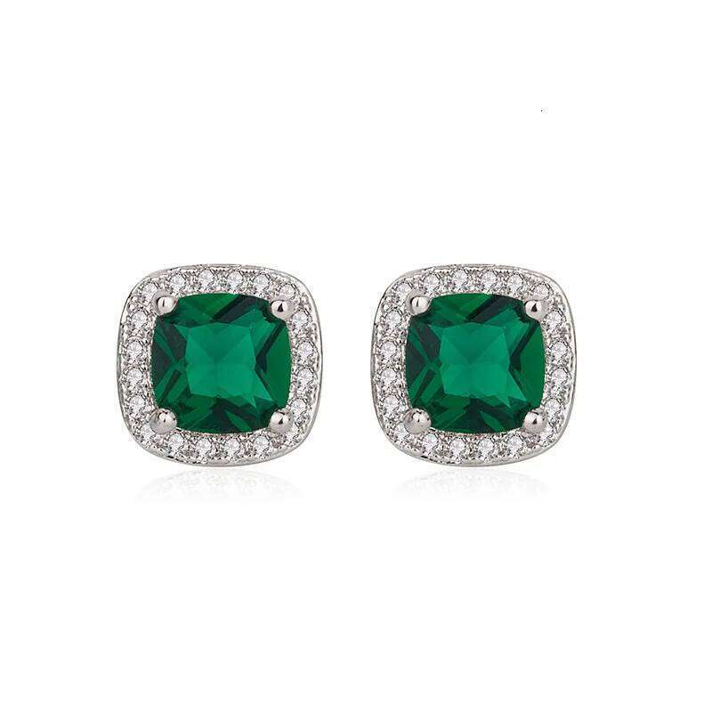 925 Sterling Silver Earrings Green crystal CZ for Women Luxury Wedding Jewelry Engagement Accessories Fashion Gifts Party - view 6
