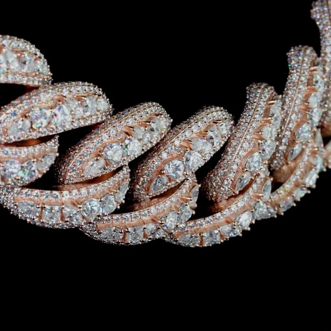 Fashion Iced Out Cuban Link Chain VVS1 Moissanite Mixed Cut Diamonds 925 Silver Heavy Necklace Hip Hop Rapper Bling - view 6