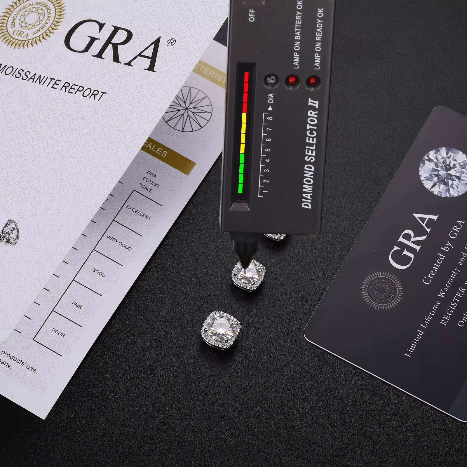 Pass Diamond Tester 5mm 65mm 8mm Moissanite Magnetic Earrings 925 Sterling Silver Mossanite Diamond Halo Stud Earrings for Men - view 6
