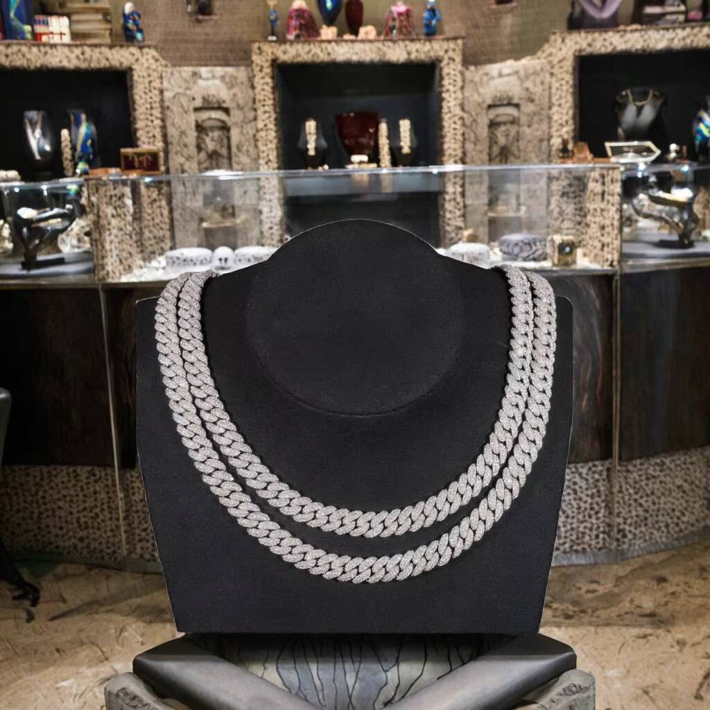 Hip Hop 925 Silver Gra VVS Moissanite Rhodium Plated Tennis Chain 3MM 4MM 5MM Necklace Bracelet for Unisex - view 3
