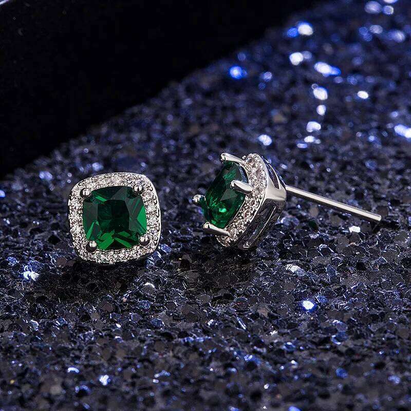 925 Sterling Silver Earrings Green crystal CZ for Women Luxury Wedding Jewelry Engagement Accessories Fashion Gifts Party - view 4