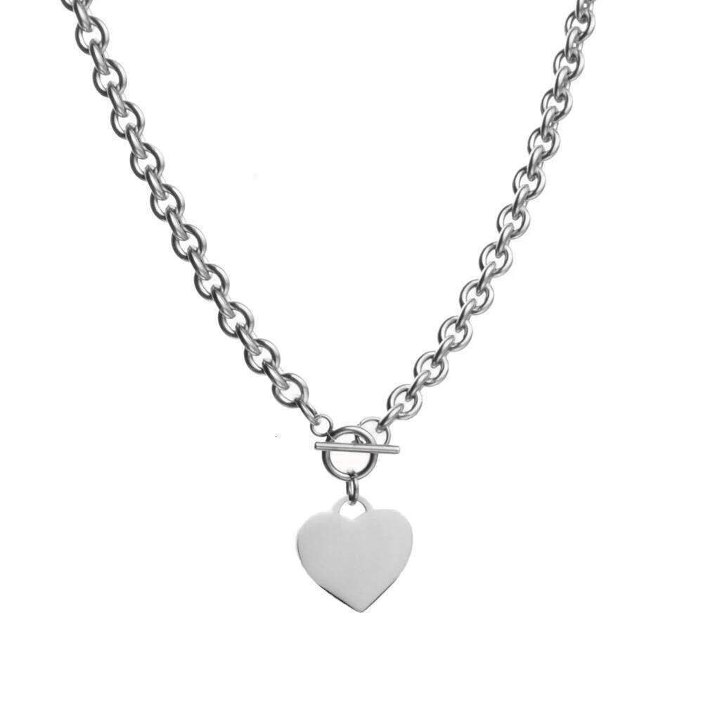 Stainless Steel Heart Charm Cable Chain Bracelet Set with Toggle Clasp Punk Rock Collar Necklace for Women Men - view 5
